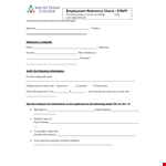 Employment Reference Check Form example document template