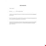 Self Introduction Speech example document template 