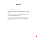 Self Introduction Speech example document template