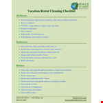 Vacation Rental Cleaning Checklist Template example document template