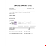 Employee Warning Notice Form example document template