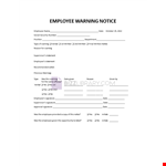 Employee Warning Notice Form example document template 