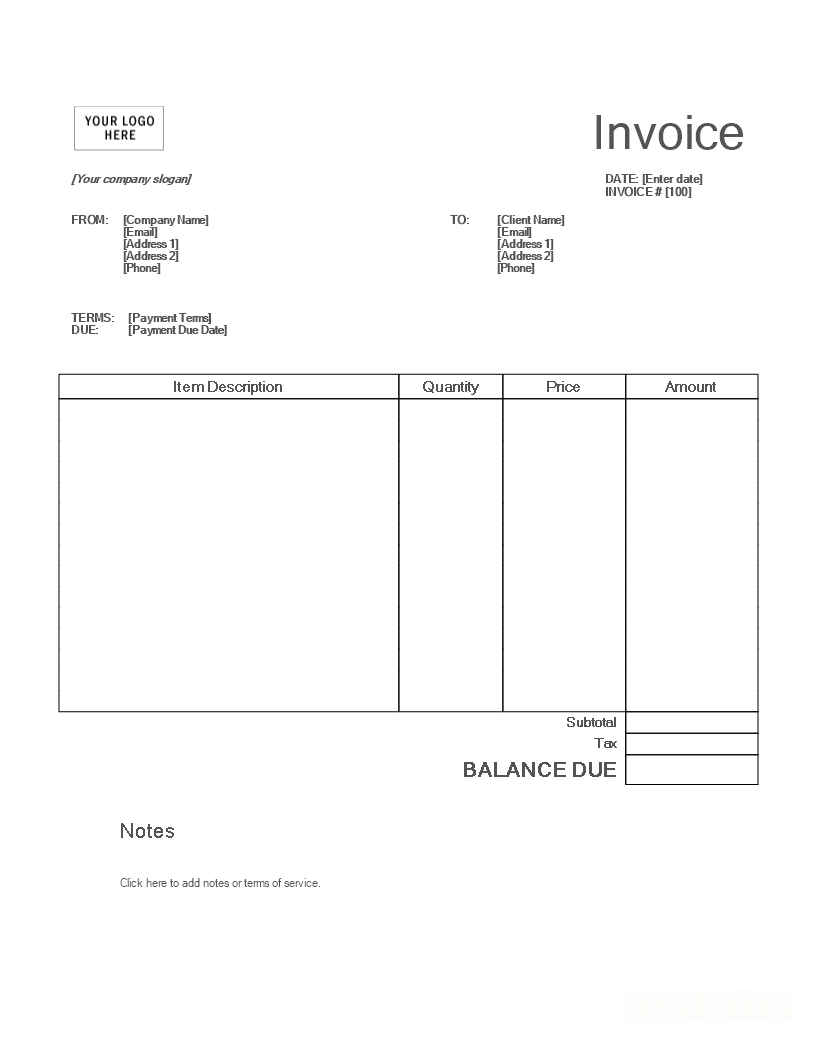 blank invoice