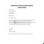 Letter of Employment Verification Template example document template 