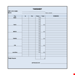 Timesheet Template - Track Employee Hours and Total Time example document template