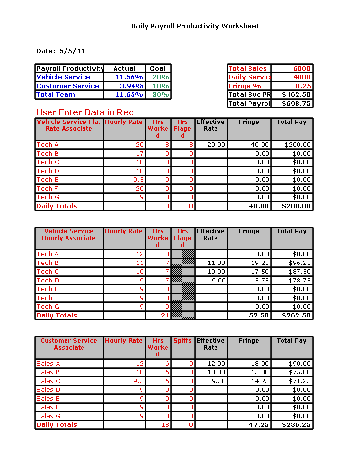 Payroll Template for Sales and Service | Total Payroll Solution