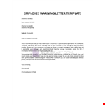 Warning Letter To Employee example document template