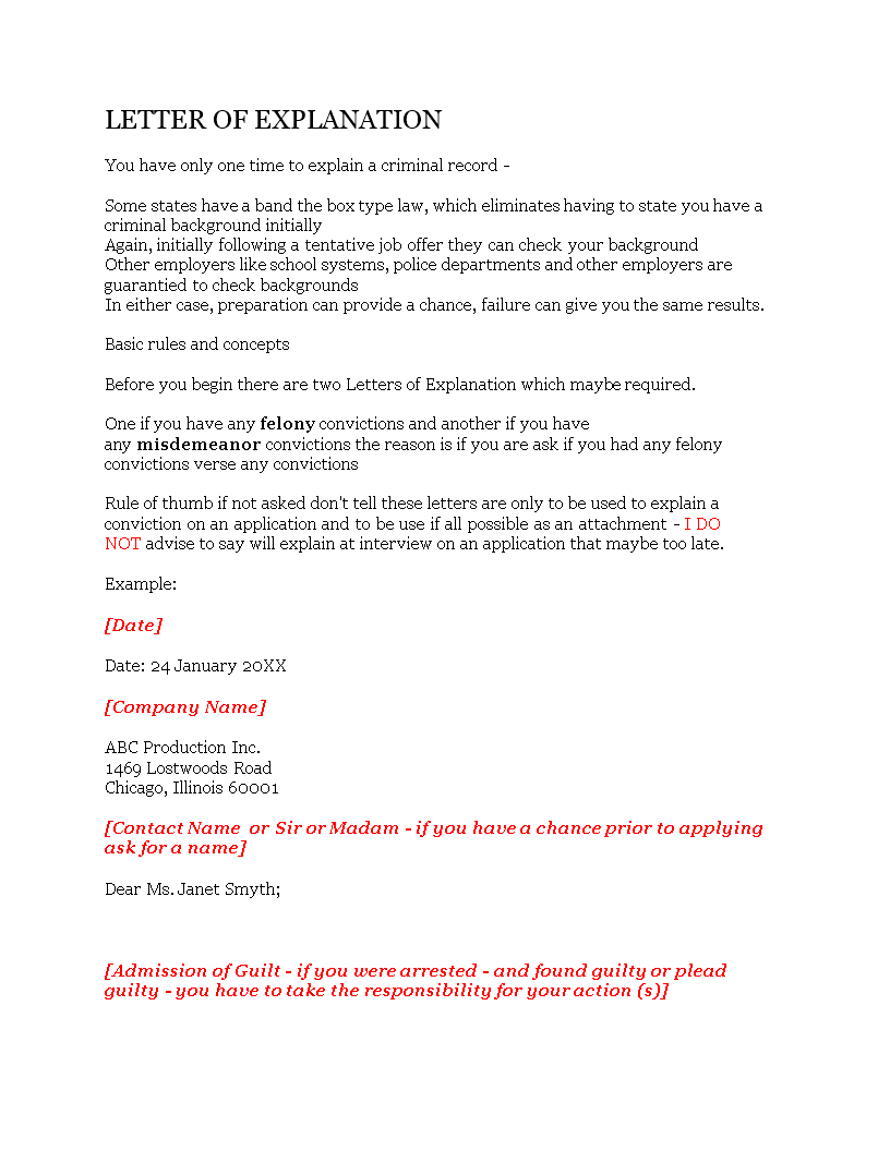 Expertly Crafted Letter of Explanation for Convictions - Sample Provided
