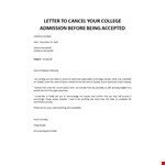 College Admission Cancellation Letter example document template 