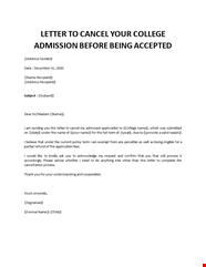 How To Write A Cancellation Letter For College Admission 