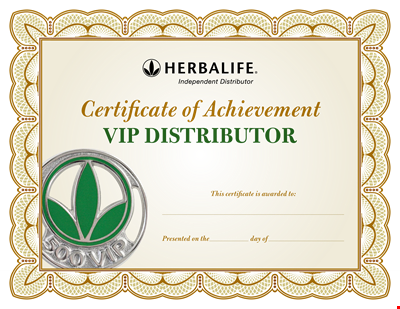 Distributor Certificate of Achievement - Earn Your Accredited Recognition