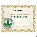Distributor Certificate of Achievement - Earn Your Accredited Recognition example document template