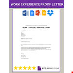 Work Experience Proof Letter example document template