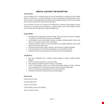 Medical Assistant Job Description  example document template