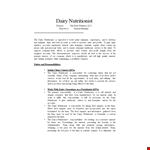 Dairy Nutritionist Job Description example document template