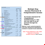 Manufacturing Company Income Statement: Operations, Income, Comprehensive Gains example document template