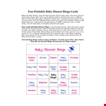 Free Printable Baby Shower Bingo Card example document template 