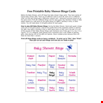 Free Printable Baby Shower Bingo Card example document template
