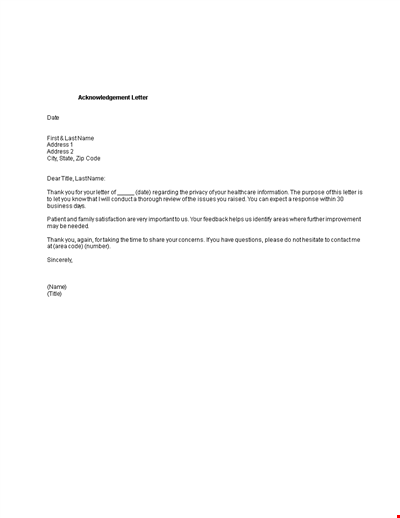 Acknowledgement Letter for Employment Application