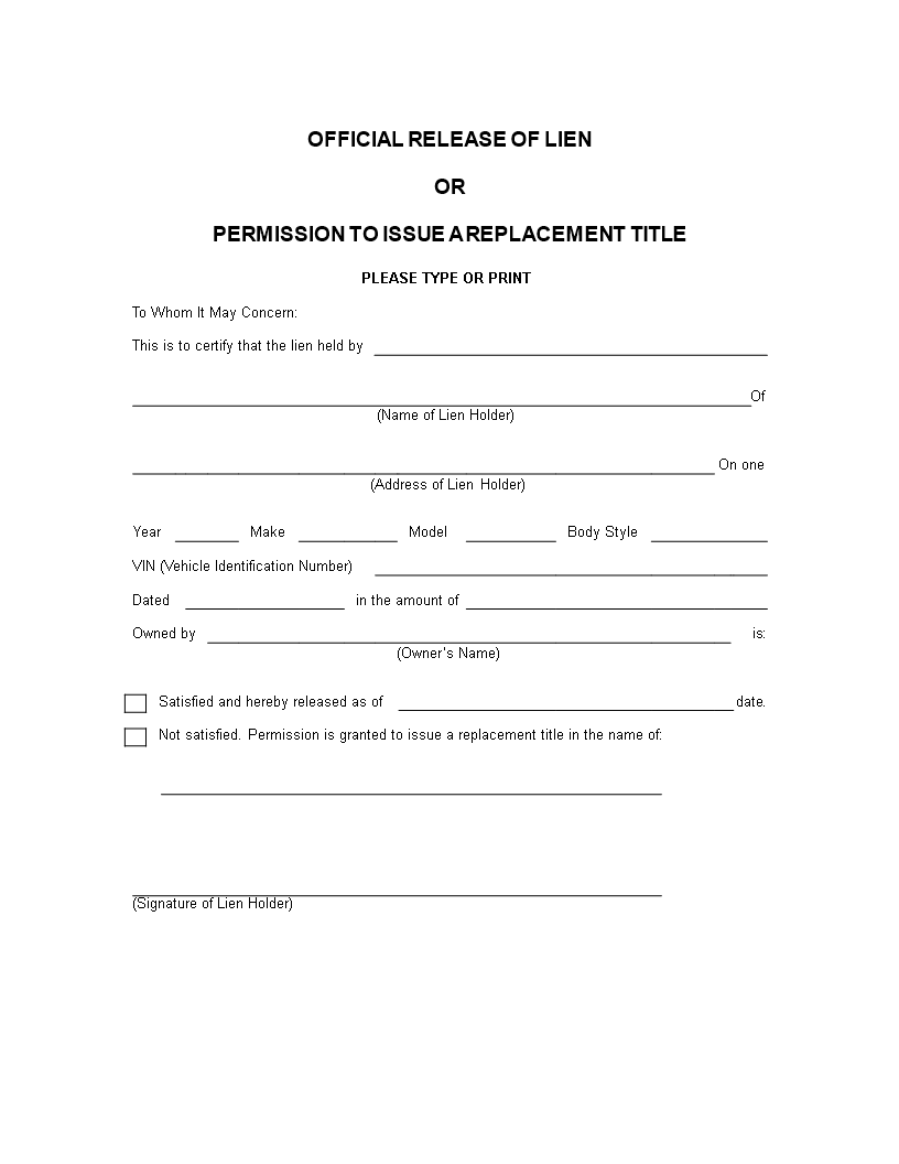 release of lien form Main Image release of lien form