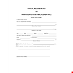 Release of lien form example document template