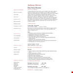 Experienced Data Entry Work Resume example document template