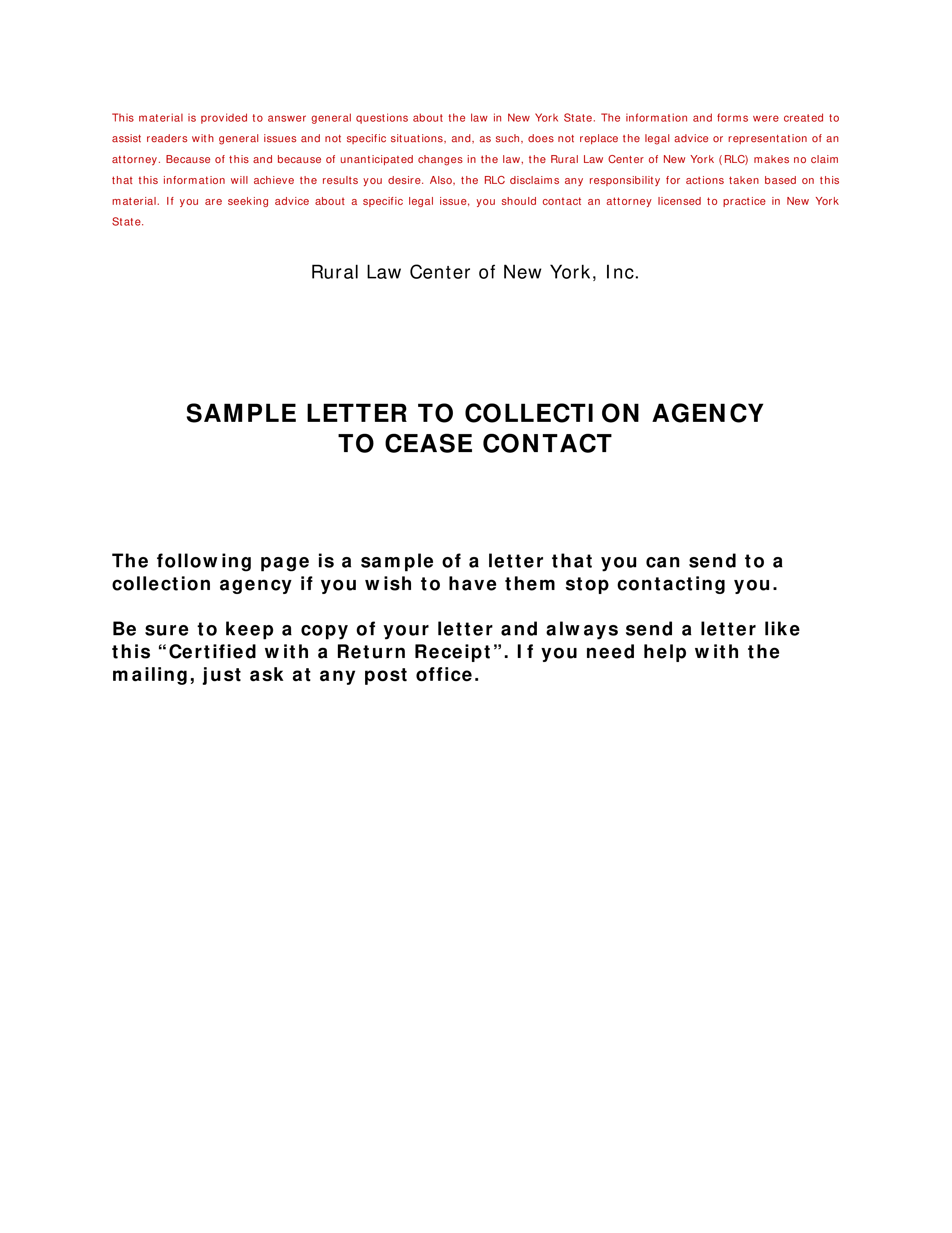 Collection Agency Letter Template