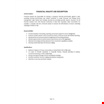Financial Analyst Job Description example document template