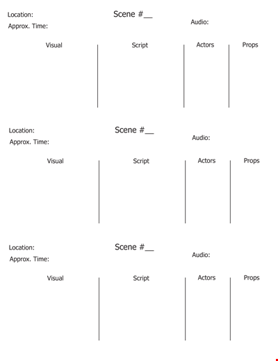 Visual Script Storyboard Template