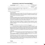 Residential Subcontractor Agreement In Word example document template