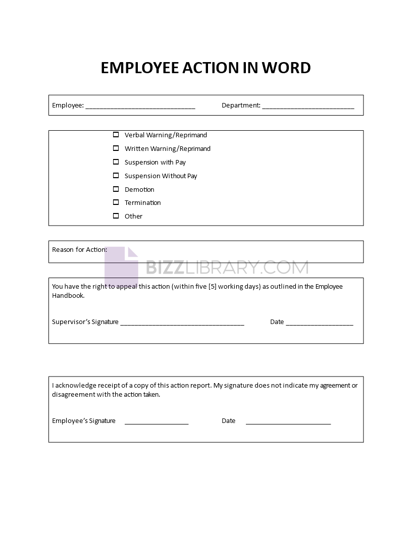 employee action plan word template