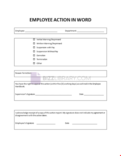 Employee Action Plan Word