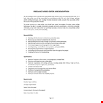 Freelance Video Editor Job Description example document template