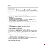 Critical Analysis In Humanities Template example document template