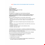 Visa Application Cover Letter example document template