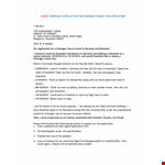 Visa Application Cover Letter example document template 