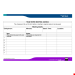 Work Meeting Agenda Template example document template