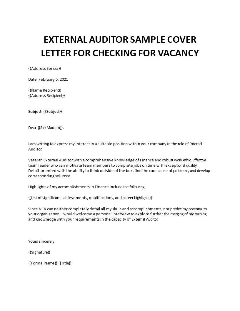 audit trainee cover letter template