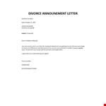 Divorce formal announcement example document template