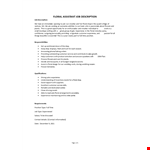 Floral Assistant Job Description example document template