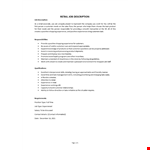 Retail Associate Job Description example document template