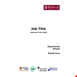 Find Your Perfect Fit - Job Description Template for School & University | Birkbeck London & World example document template