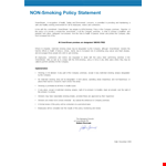 Approved Non Smoking Policy for Greenstream Company example document template