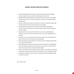 General Resume Objective Examples example document template