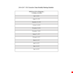 Monthly Team Schedule example document template