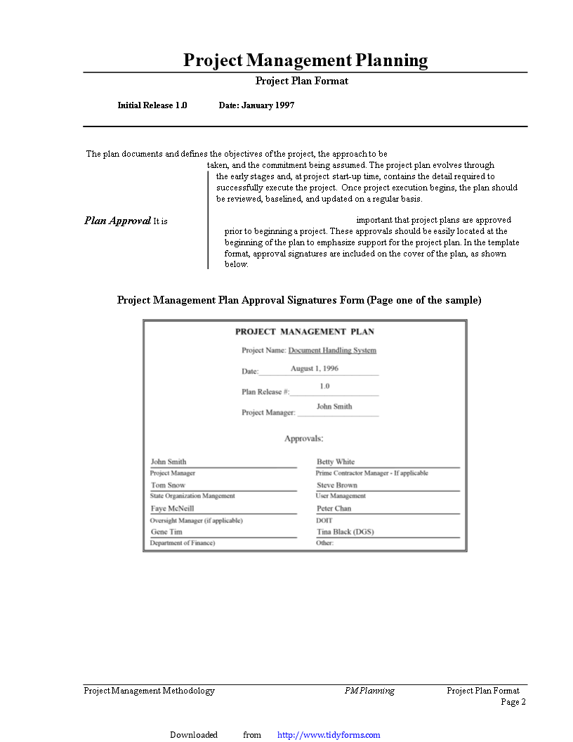 project management planning example example