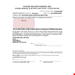 Death Certificate Template - Create a Valid Certificate for Probate and Estate of the Deceased example document template