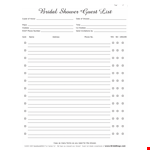Bridal Shower Gift List Template | Free Download for Guests, Hostesses & Showers example document template 