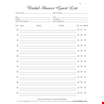 Bridal Shower Gift List Template | Free Download for Guests, Hostesses & Showers example document template