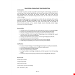 Solution Consultant Job Description  example document template